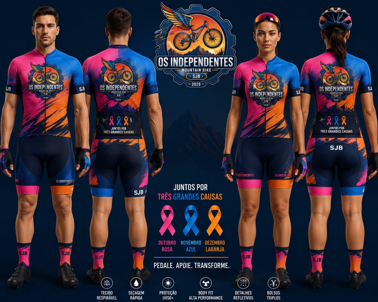 Uniforme das campanhas Outubro Rosa, Novembro Azul e Dezembro Laranja