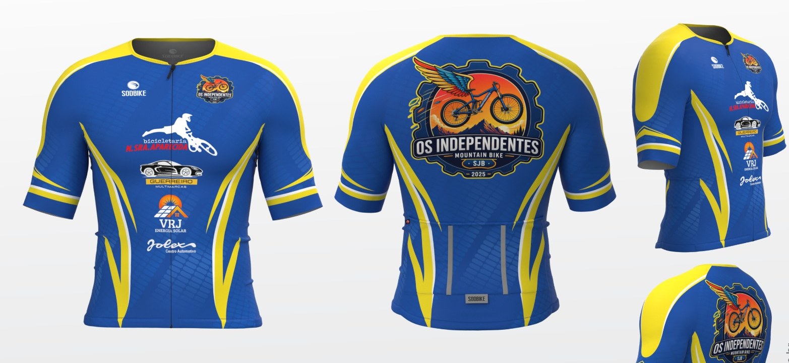 Camisa Ciclismo Elite Os Independentes - novo uniforme azul e amarelo